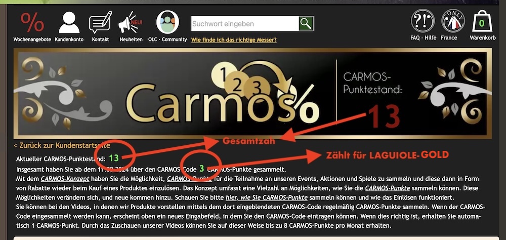 CARMOS-Code bei original-laguiole.de